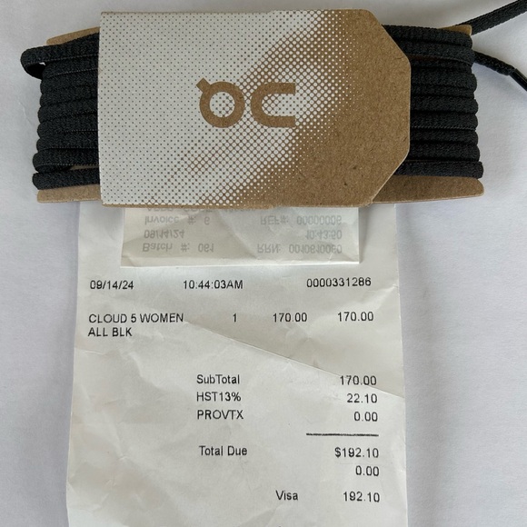 Brand new. Cloud 5, size 7.5, black. Bought September 14, 2024. Worn once. - Picture 6 of 6